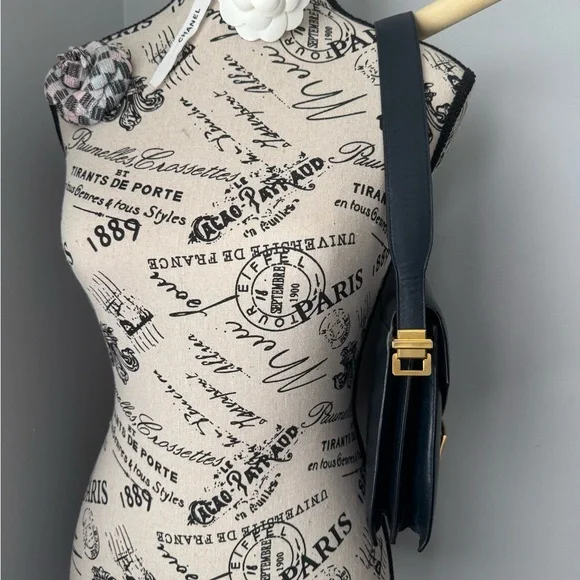 Vintage Celine Black Leather Shoulder Bag - Picture 2 of 7